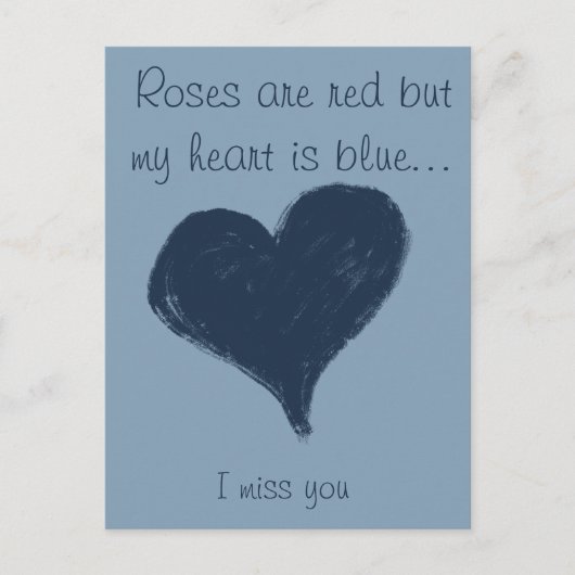 青ハート青 – 私は恋しく思君 ポストカード (正面)