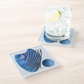 青ハート ガラスコースター (アングル)