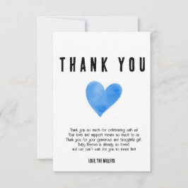 青ハート サンキューカード