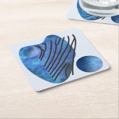 青ハート スクエアペーパーコースター (アングル)