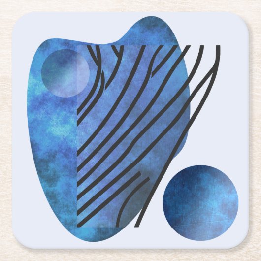 青ハート スクエアペーパーコースター (正面)