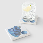 青ハート ストーンコースター (横)