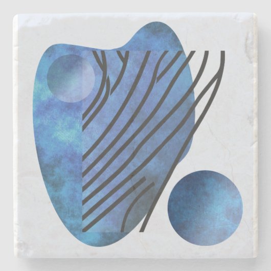 青ハート ストーンコースター (正面)