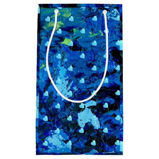 青ハート スモールペーパーバッグ (正面)