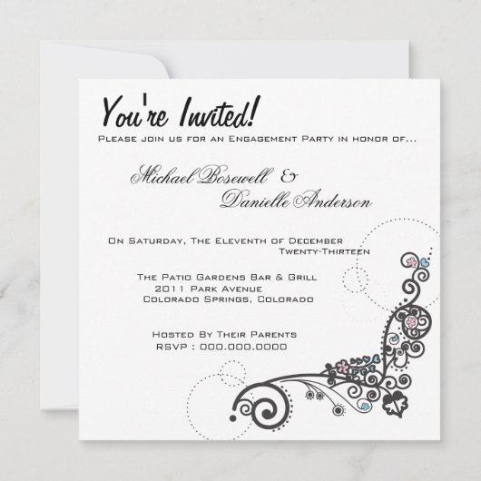 青ハート 招待状 (裏面)