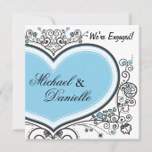 青ハート 招待状 (正面)