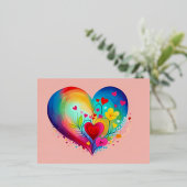 青ハート 箔シーズンポストカード (立ち正面)