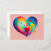 青ハート 箔シーズンポストカード (正面/裏面)