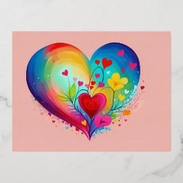 青ハート 箔シーズンポストカード