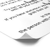 青ハート |黒い書道はベビー記号 ポスター (角)