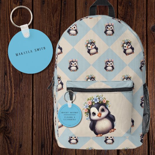 青バイリンガルピーナッツアレルギースペインの警告 キーホルダー