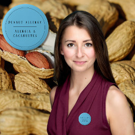 青バイリンガルピーナッツアレルギースペインの警告 缶バッジ