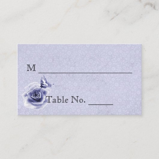 青バラと蝶結婚の座席表 プレイスカード (正面)
