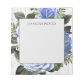 青バラ白素朴木材名注 ノートパッド (正面)