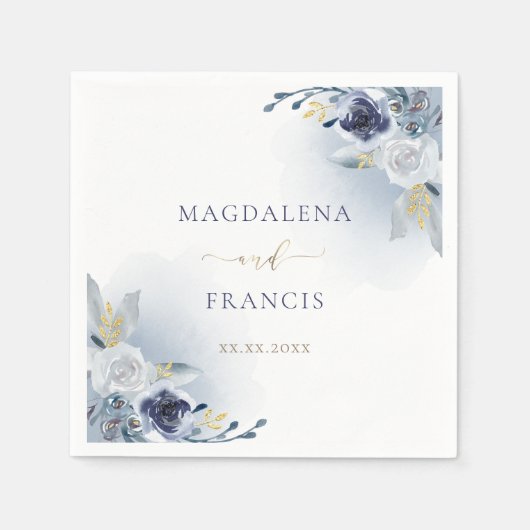 青バラ結婚ズ スタンダードカクテルナプキン (正面)