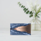 青バラ金ゴールドアガート大理石エレガントモダン 名刺 (スタンド正面)