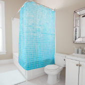 青パステルセラミック壁と床タイル抽象芸術 シャワーカーテン (インサイチュ)