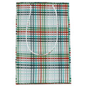 青パステルチェック ミディアムペーパーバッグ (正面)