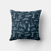 青パターンの旅行パターン クッション (裏面)