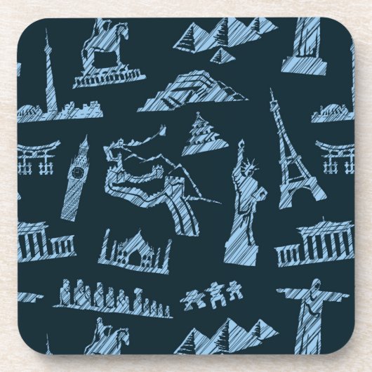 青パターンの旅行パターン コースター (正面)