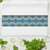 青パターン（の模様が）あると灰色 キッチンタオル (折り畳み)