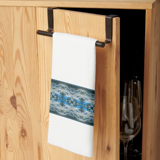 青パターン（の模様が）あると灰色 キッチンタオル (三つ折り)