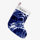 青パター渦巻形のン小クリスマスストッキング スモールクリスマスストッキング (正面 (吊り時))