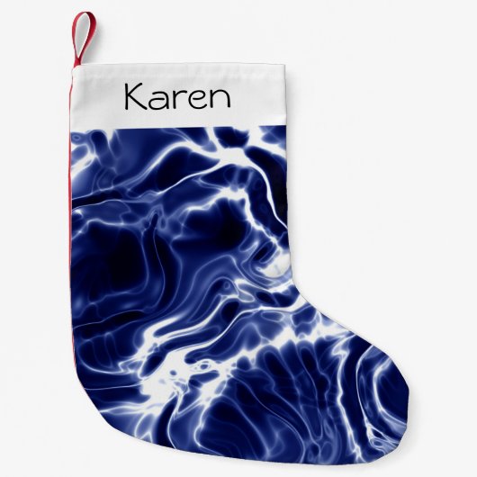 青パター渦巻形のン小クリスマスストッキング スモールクリスマスストッキング (正面)