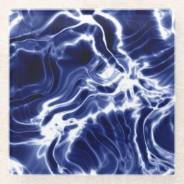 青パタ渦巻形のーン ガラスコースター