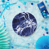 青パタ渦巻形のーン ペーパープレート (パーティー)