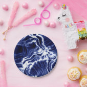 青パタ渦巻形のーン ペーパープレート (パーティー)