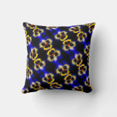 青パニはっきりしたーの花の抽象芸術模様 クッション (裏面)