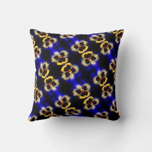 青パニはっきりしたーの花の抽象芸術模様 クッション (裏面)