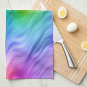 青パンジーの波状テクスチャ キッチンタオル (四つ折り)