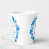 青パンジーの花リース水の色結婚のアート 紙コップ (右)