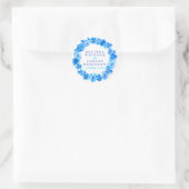 青パンジーリースパーソナライズされたの水色シール ラウンドシール (バッグ)