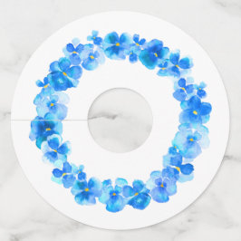 青パンジー水彩画結婚花のイベント ワイングラスタグ