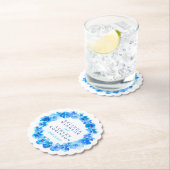 青パンジー花リース水彩画コースター ペーパーコースター (インサイチュ)