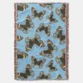 青パンジー蝶パターン スローブランケット (正面縦)