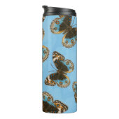 青パンジー蝶パターン タンブラー (回転右)