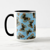 青パンジー蝶パターン マグカップ (左)