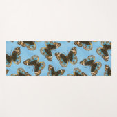 青パンジー蝶パターン ヨガマット (正面(横))