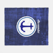 青パーソナライズされたいかり フリースブランケット (正面(横))