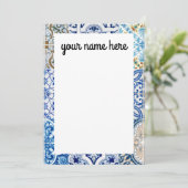 青パーソナライズされたいタイル サンキューカード (スタンド正面)