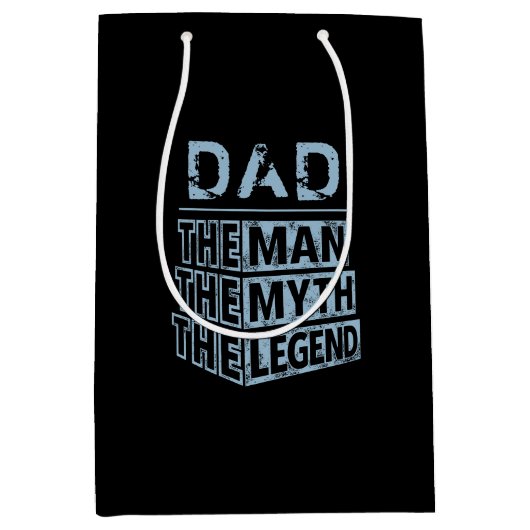 青パーソナライズされたい名前の男の神話の伝説 ミディアムペーパーバッグ (正面)