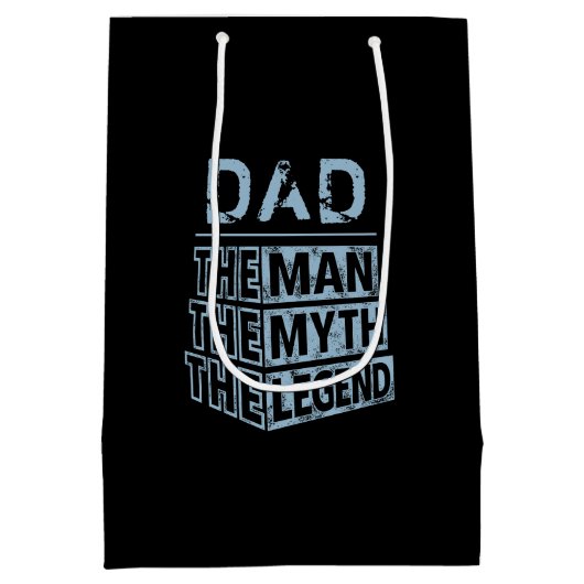 青パーソナライズされたい名前の男の神話の伝説 ミディアムペーパーバッグ (裏面)