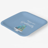 青パーソナライズされたお誕生日ケーキ ペーパープレート (傾斜あり)