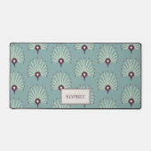 青パーソナライズされたかわいらしのファンパターンバイオレット デスクマット (正面)