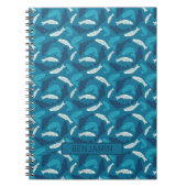 青パーソナライズされたとアイボリーマス、フィッシュパターン(の模様が)ある ノートブック (正面)