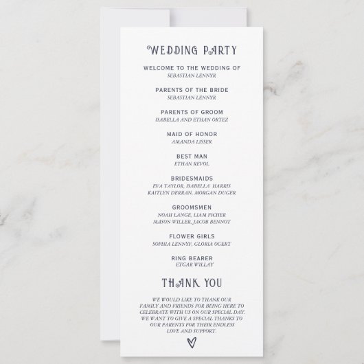 青パーソナライズされたとヒマワリ結婚式 プログラム (裏面)